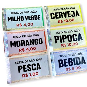 Ticket Bar Ficha de Bar Personalizado em COUCHÊ– Festas Eventos balada barzinho